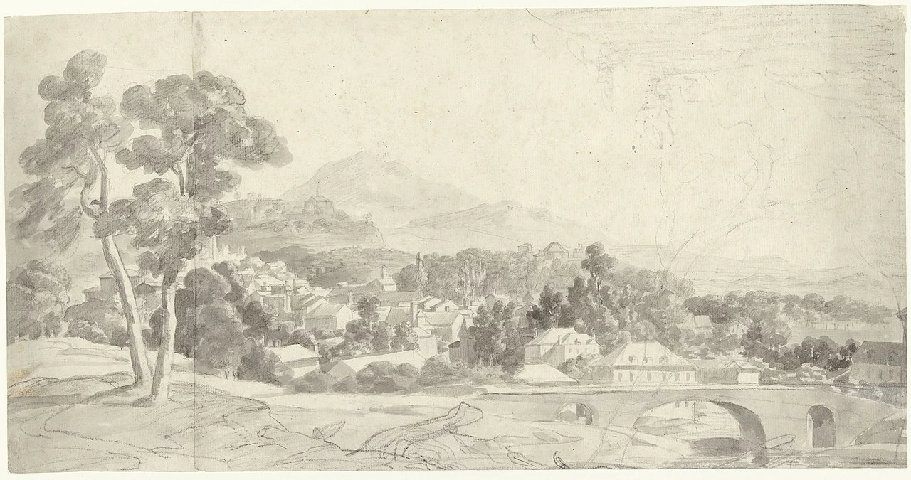 Paesaggio con una città e un ponte - Rijksmuseum Amsterdam